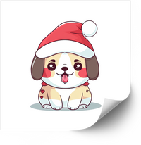 Thumbnail for Santa Christmas Puppy Sticker | Kawaii Holiday Dog Vinyl Decal