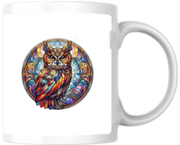 Thumbnail for Stained Glass Owl Mug | Colorful Mosaic Bird Coffee Mug | Owl Lover Gift