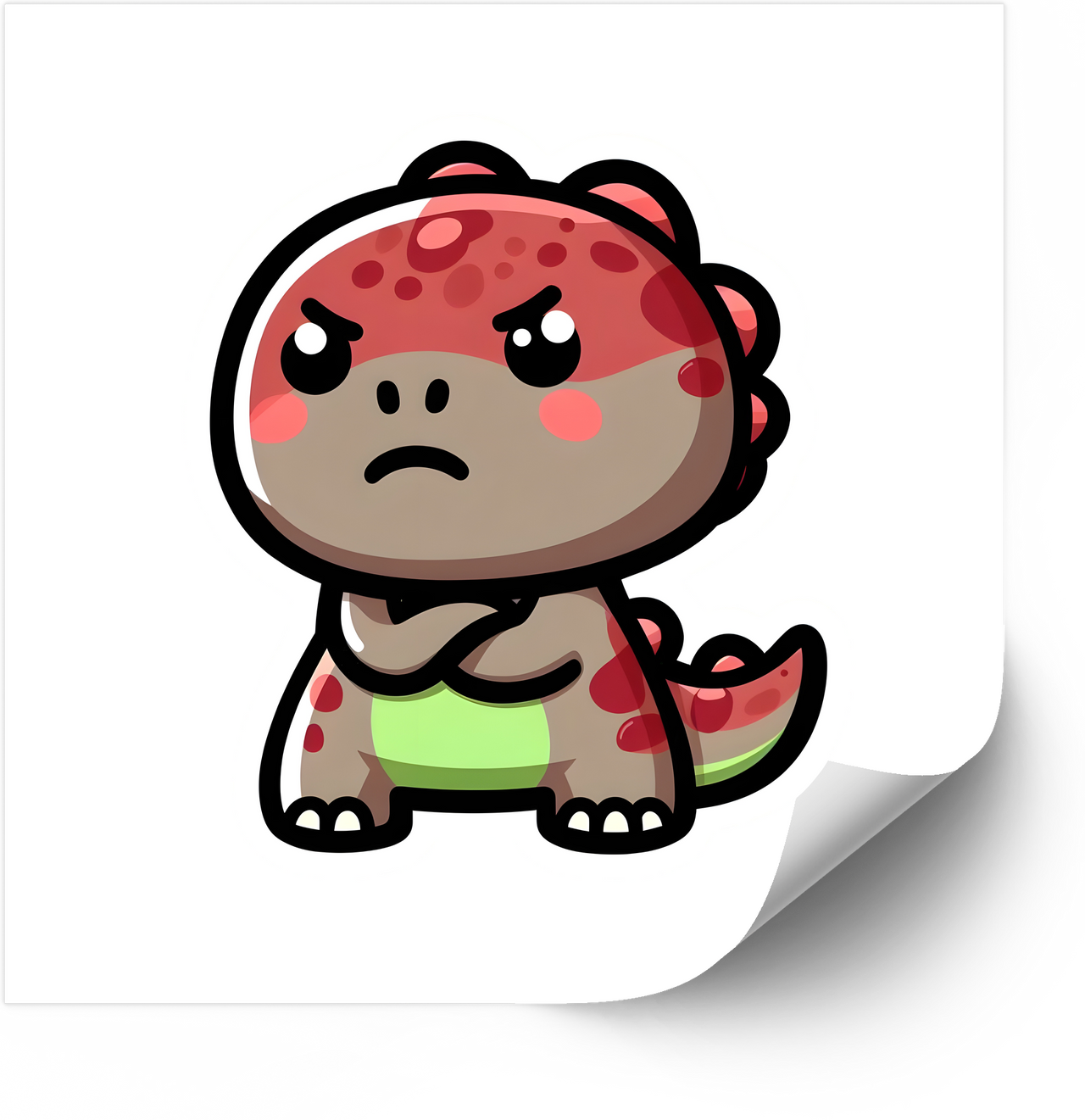 Grumpy Kawaii Dinosaur Sticker | Cute Angry T-Rex Vinyl Decal