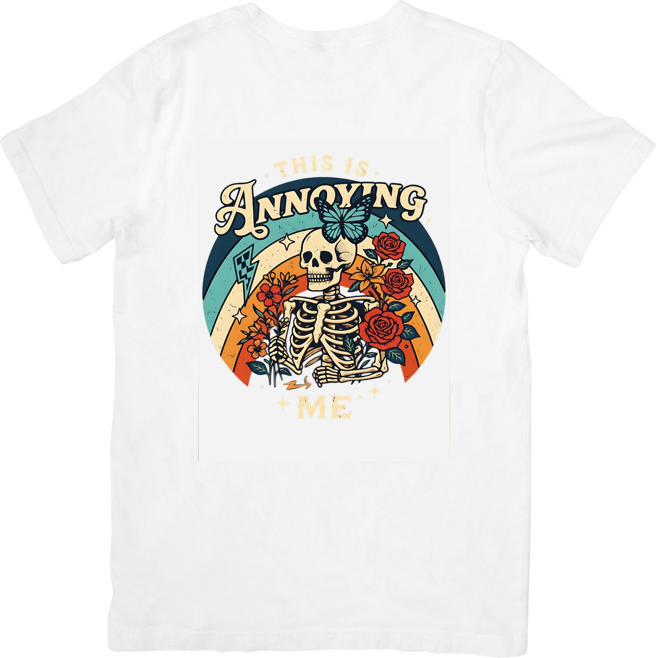 This Is Annoying Me Skeleton T-Shirt | Retro Floral Skull Graphic Tee