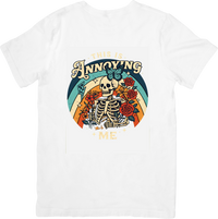 Thumbnail for This Is Annoying Me Skeleton T-Shirt | Retro Floral Skull Graphic Tee