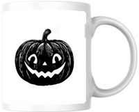 Thumbnail for Spooky Jack-O-Lantern Pumpkin Mug | Black Sketch Halloween Coffee Mug | Fall Spooky Season Gift