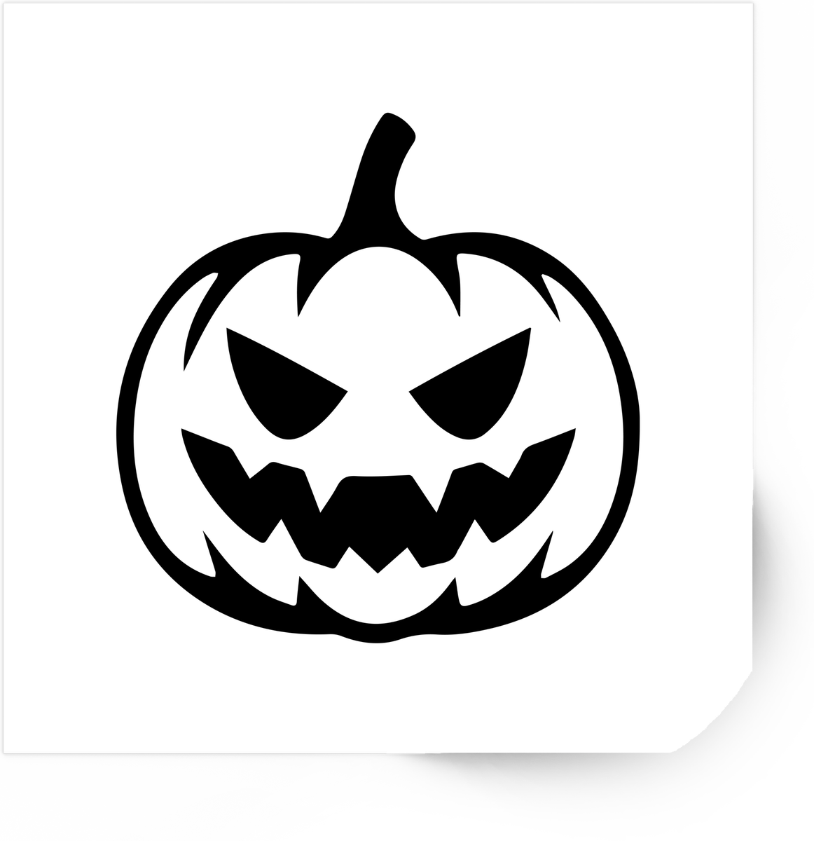 Scary Jack-O-Lantern Pumpkin Sticker | Bold Black Halloween Vinyl Decal | Spooky Season Gift