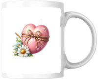 Thumbnail for Pink Heart Daisy Mug | Rustic Twine Bow Coffee Mug | Valentine Love Gift