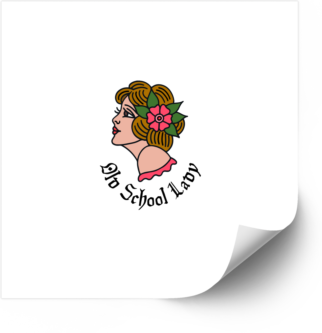 Old School Lady Tattoo Portrait Sticker | Retro Vintage Pin Up Vinyl Decal