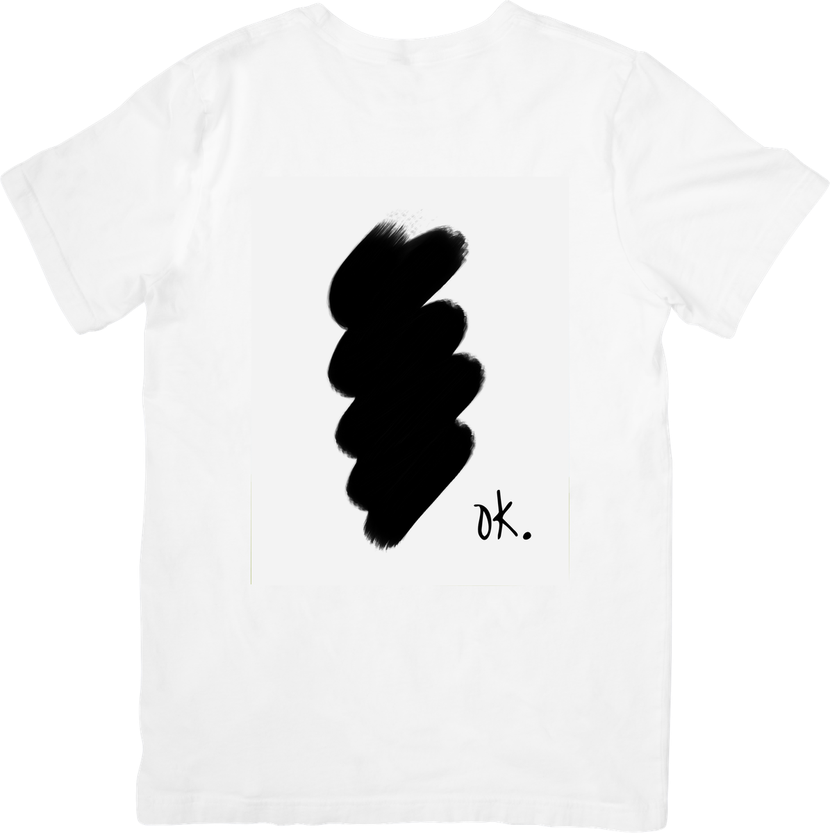 Minimalist Black Brushstroke OK T-Shirt | Abstract Ink Art Graphic Tee | Modern Aesthetic Gift