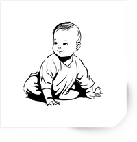 Thumbnail for Sitting Baby Sticker | Hand-Drawn Black & White Vinyl Decal | Newborn Baby Shower Gift