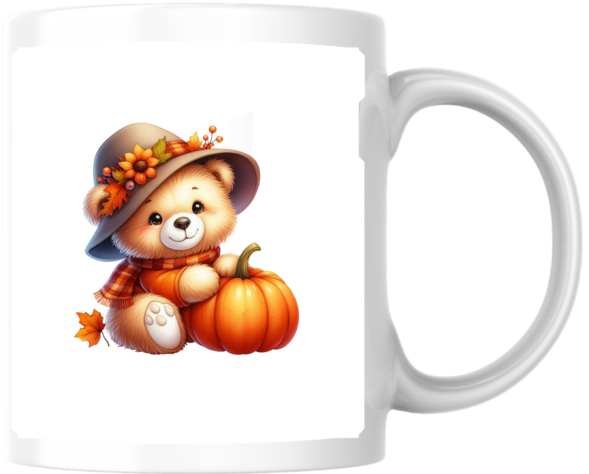 Autumn Teddy Bear Pumpkin Mug | Cute Fall Witch Hat Coffee Mug | Cozy Autumn Gift