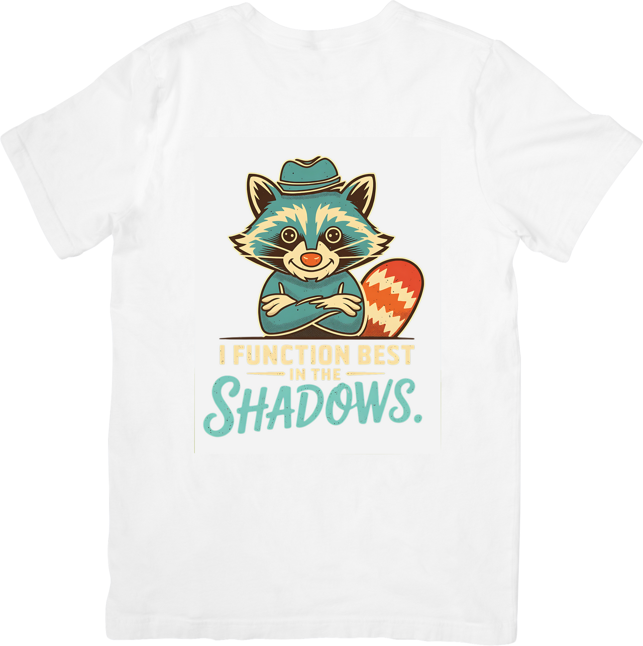 Raccoon Functions Best In The Shadows T-Shirt | Funny Vintage Animal Graphic Tee