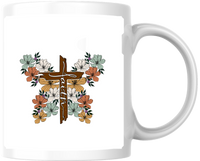Thumbnail for Floral Faith Cross Mug | Boho Watercolor Christian Coffee Mug | Religious Faith Gift