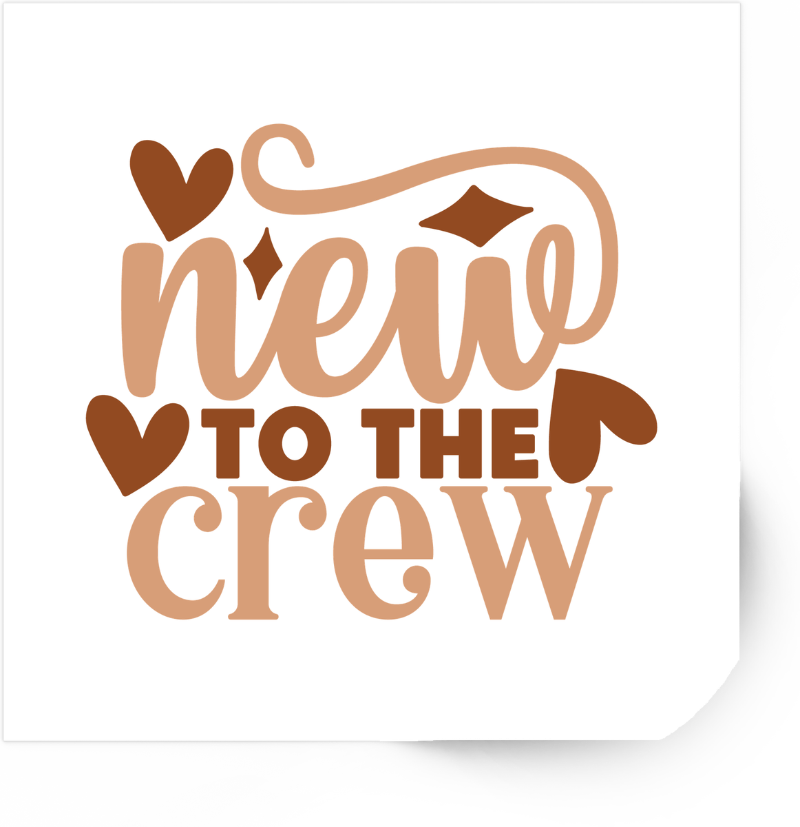 New To The Crew Sticker | Boho Lettering Heart Vinyl Decal | New Baby Newborn Gift