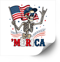 Thumbnail for Merica Skeleton Flag Sticker | Patriotic Funny Fourth of July Vinyl Decal