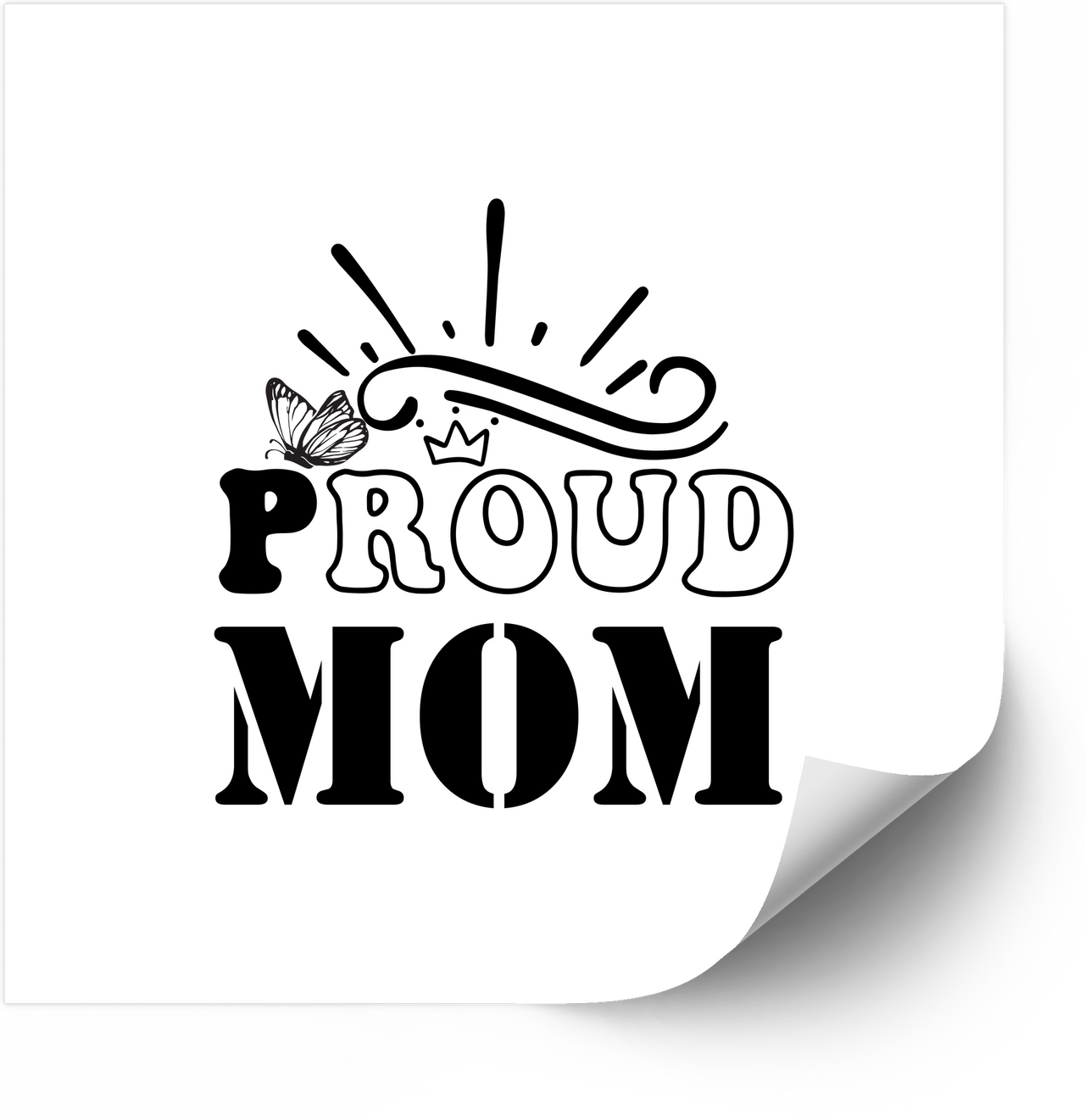 Proud Mom Crown Butterfly Sticker | Minimalist Elegant Mothers Day Vinyl Decal