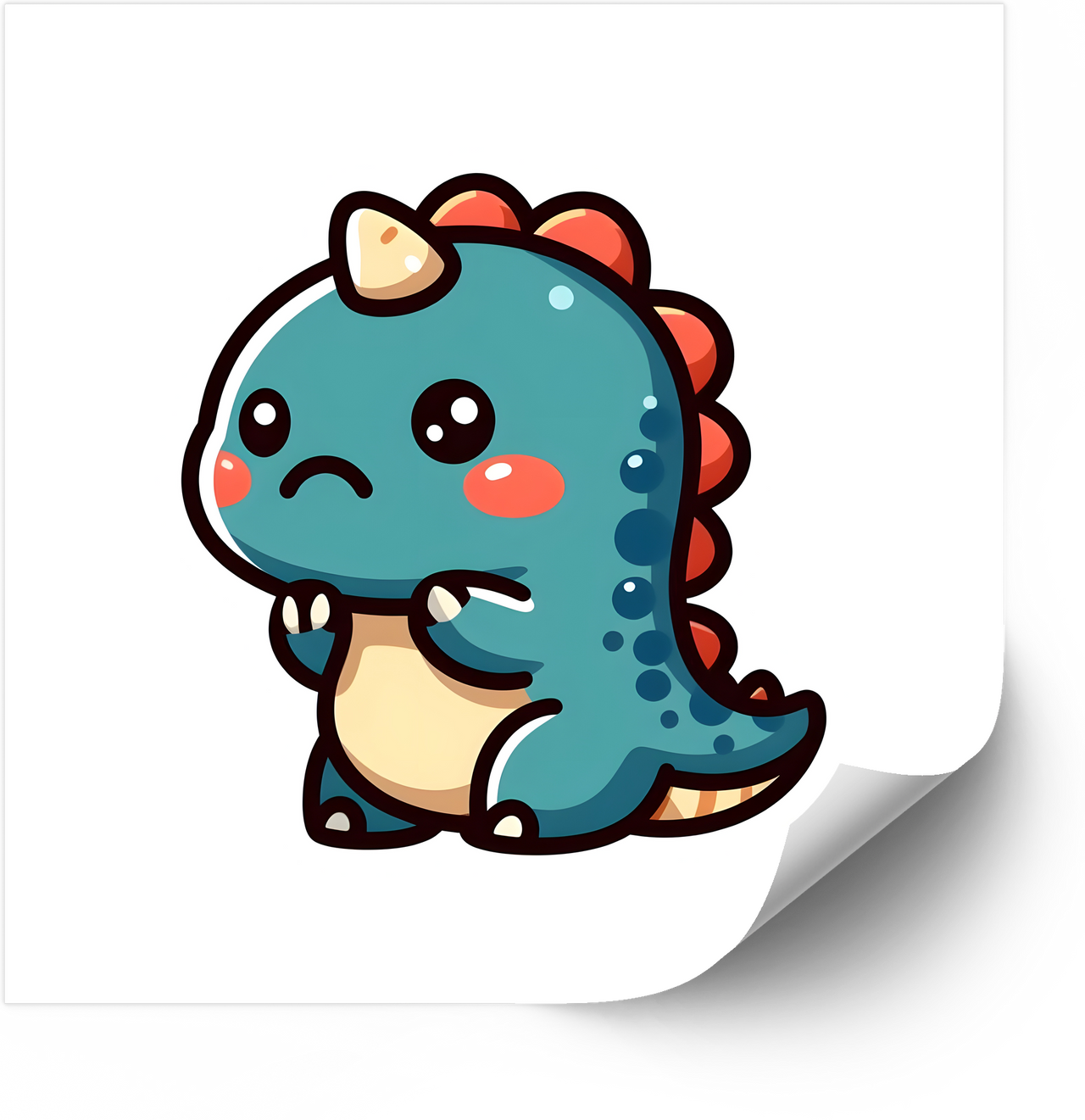 Kawaii Sad Baby Dinosaur Sticker | Cute Pouting Dino Vinyl Decal
