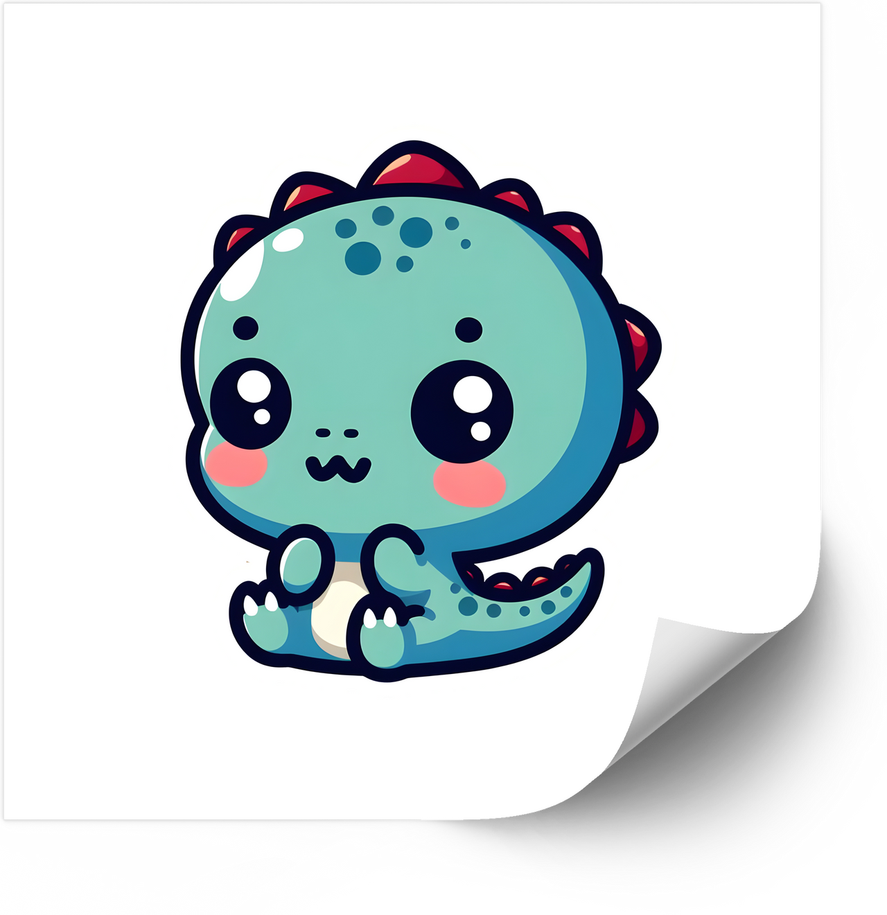 Baby Blue Kawaii Dinosaur Sticker | Cute Sitting Dino Vinyl Decal