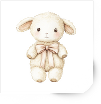 Thumbnail for Cute Fluffy Lamb With Bow Sticker | Soft Watercolor Baby Sheep Vinyl Decal | Nursery Kids Gift