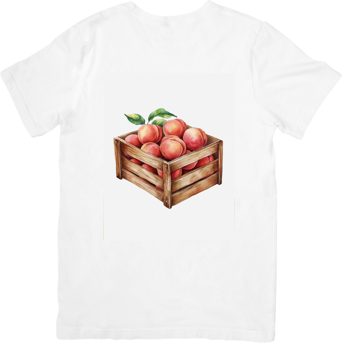 Peach Crate T-Shirt | Watercolor Fruit Harvest Graphic Tee | Farmhouse Summer Gift