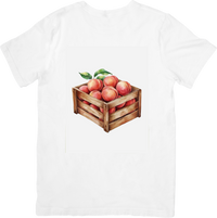 Thumbnail for Peach Crate T-Shirt | Watercolor Fruit Harvest Graphic Tee | Farmhouse Summer Gift