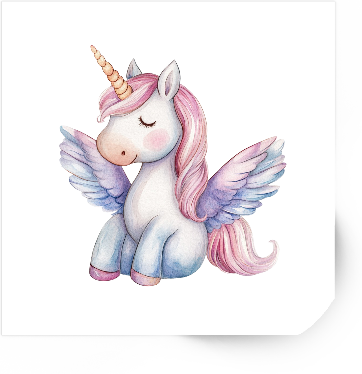 Pastel Unicorn Pegasus Sticker | Cute Watercolor Winged Pony Vinyl Decal | Kids Magical Gift