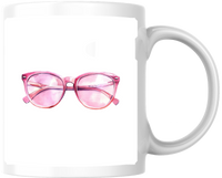Thumbnail for Pink Watercolor Eyeglasses Mug | Chic Round Spectacles Coffee Mug | Bookworm Reader Gift