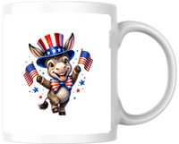 Thumbnail for Patriotic Donkey Uncle Sam Mug | Cute American Flag Coffee Mug | 4th Of July Democrat Gift